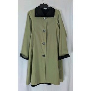 Janska Reversible Coat Trench Womens S Black Green Lightweight Pockets